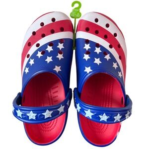 NWT Crocs Classic American Flag Clog Red White Blue Stars Stripes Men 7 Women 9